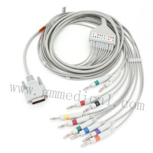 10-מוביל כבל כבל EKG Leadwires תואם עם ניהון Kohden AHA