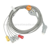 כבל אק"ג מקשה אחת עם Leadwires, 5-lead, IEC, Grabber, Round 12pin